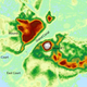 The two watercourts analyzed in the new study, which are located near two prominent mounds.